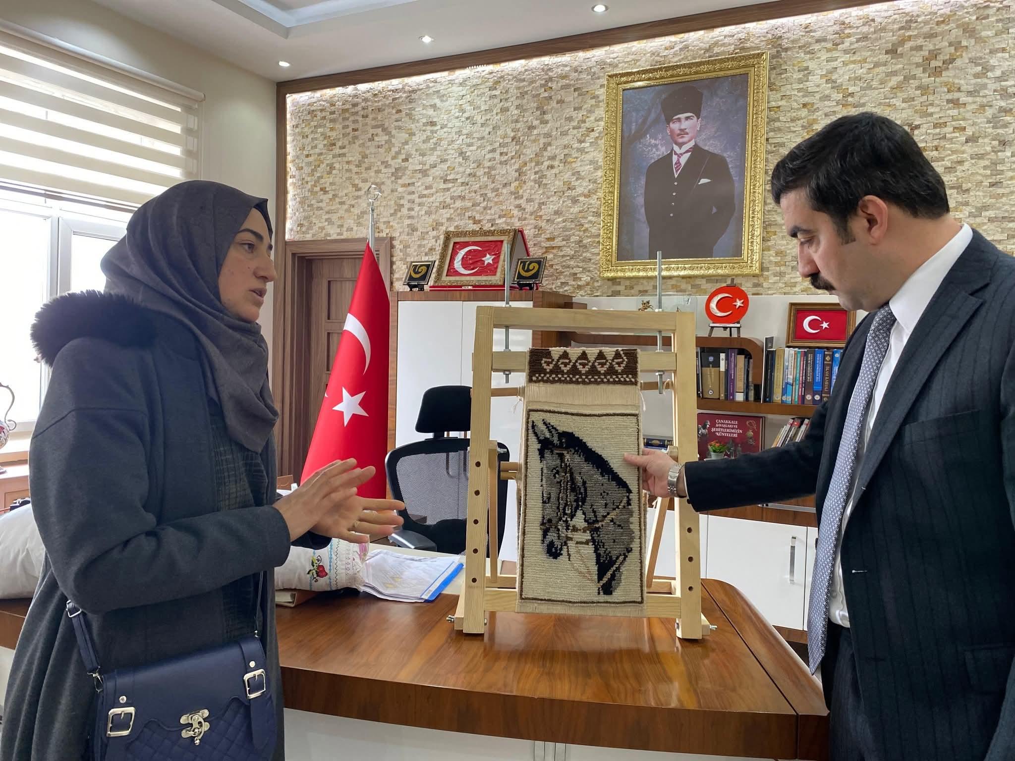 Kars Arpaçay'da Kadın Girişimcilerden El Dokuması Halı ve Kaz Tüyü Yastık Projesi