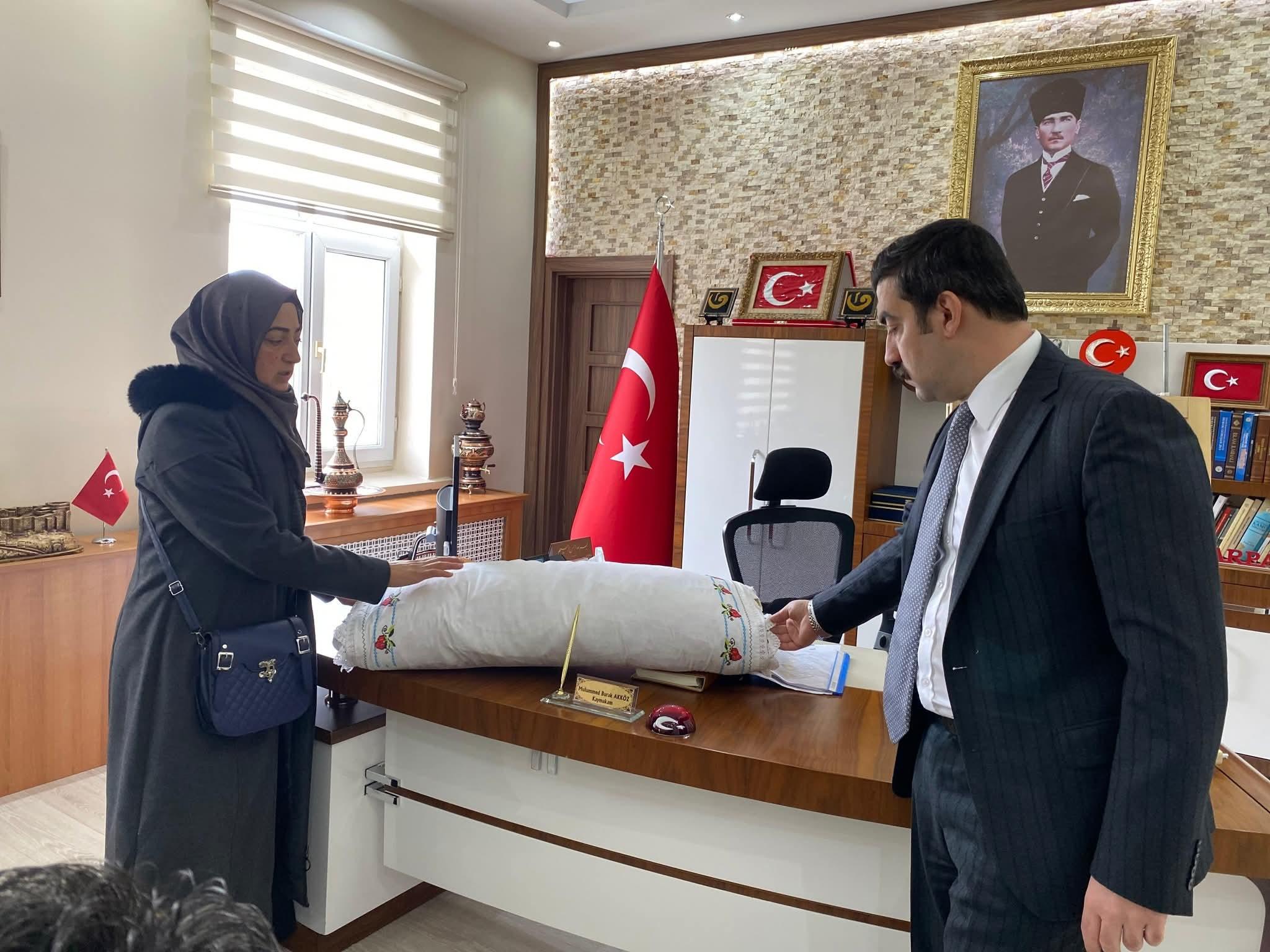 Kars Arpaçay'da Kadın Girişimcilerden El Dokuması Halı ve Kaz Tüyü Yastık Projesi